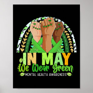 Affiche Arc-En-Ciel En Mai Je Porte Le Vert Pour La Santé