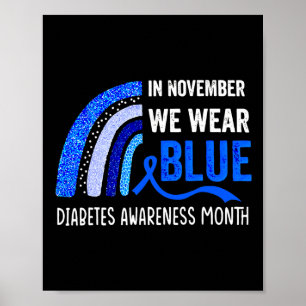 Affiche Arc-en-ciel En Novembre Nous Portons Blue Diabetes