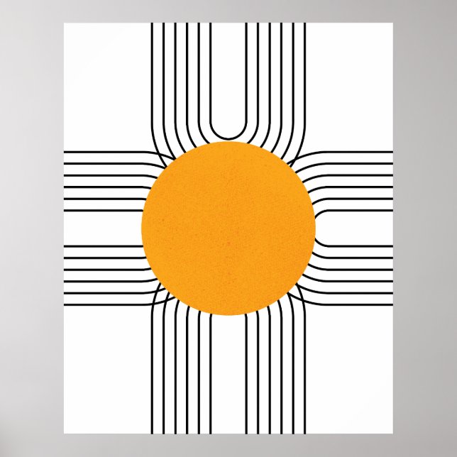 Affiche Arc-en-ciel Géométrique Abstrait, Soleil Minimalis (Devant)
