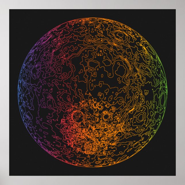 Affiche Arc en ciel Illustration technique de lune 24x24 (Devant)