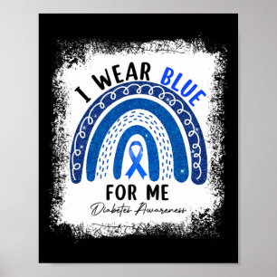 Affiche Arc En Ciel Je Porte Du Ruban Bleu Pour Moi Diabèt