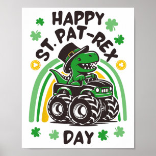 Affiche Arc-en-ciel Joyeux St Pat Trex Jour Dino St Patric