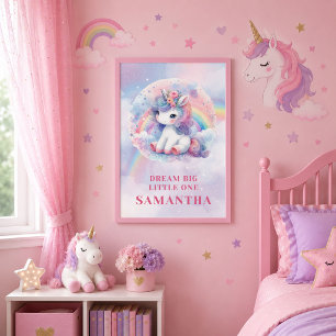 Affiche Arc-en-ciel Licorne Magique Jour Anniversaire Mur