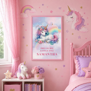 Affiche Arc-en-ciel Licorne Magique Jour Fille Anniversair