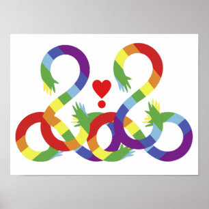 Affiche Arc-en-ciel, mains colorées