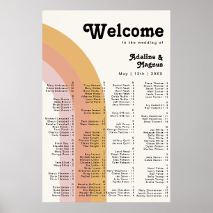 Affiche Arc-en-ciel moderne rétro 70's   Siège Alphabétiqu