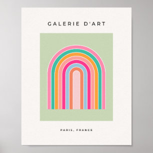Affiche Arc-en-ciel Pastel Green Retro