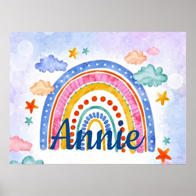 Affiche Arc-en-ciel pastel personnalisé mignon   (Devant)