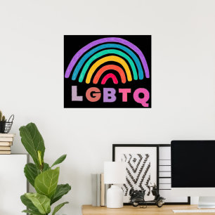 Affiche Arc-en-ciel peint avec l'écriture LGBTQ