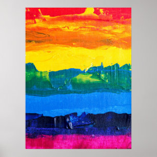 Affiche Arc-en-ciel Peinture acrylique Gay Colours Fierté 