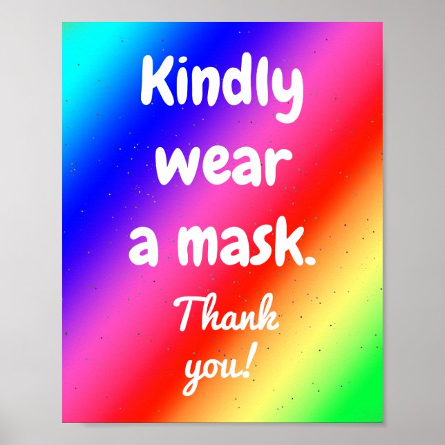 Affiche Arc-en-ciel Porter un Masque avec Gentille (Devant)