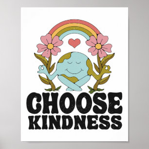 Affiche Arc-en-ciel positif Hippie de paix Choisissez Kind