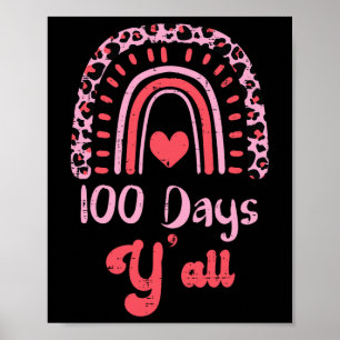 Affiche Arc-en-ciel rose léopard 100 jours École du 100e j
