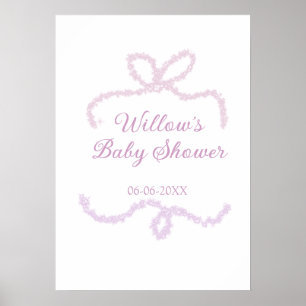 Affiche arc en ciel rose violet pailleté bébé fête nom dat