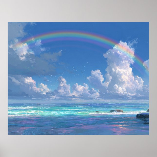 Affiche Arc-en-ciel sur l'océan (Devant)