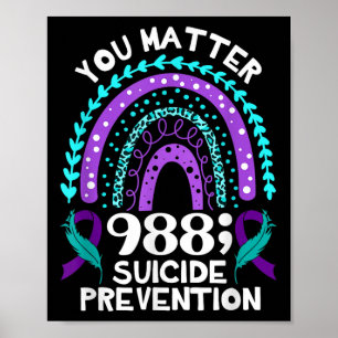 Affiche Arc en ciel Vous 988 Prévention du suicide