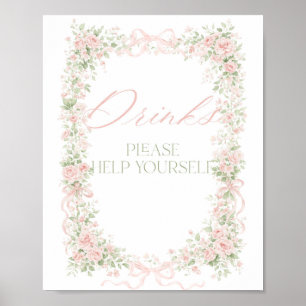 Affiche Arc en fleurs bébé en fleurs Fille Baby Shower Bar