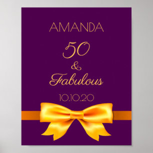 Affiche Arc en or violet 50 fabuleux anniversaire