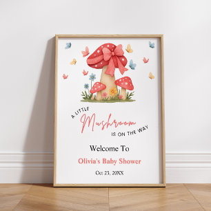 Affiche Arc en Rouge Un Petit Champignon Baby Shower Bienv