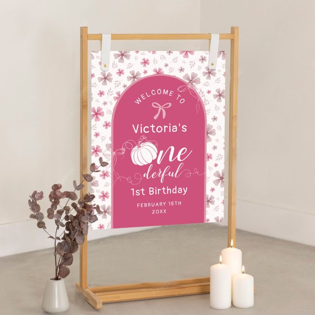 AFFICHE ARC ET RUBAN ROSE - CITROUILLE FLEURIE ANNIVERSAIR (Créateur téléchargé)