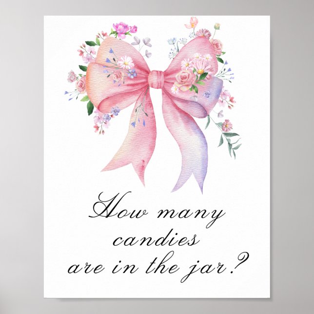 Affiche Arc floral bébé shower - devinez combien de bonbon (Devant)