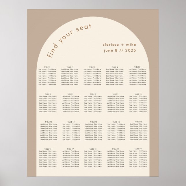 Affiche Arc géométrique moderne Sable Mariage Beige Siège (Devant)