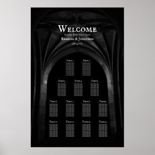 Affiche Arc gothique Mariage élégant Noir et Blanc foncé
