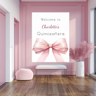 Affiche Arc rose élégant Quinceanera bienvenue