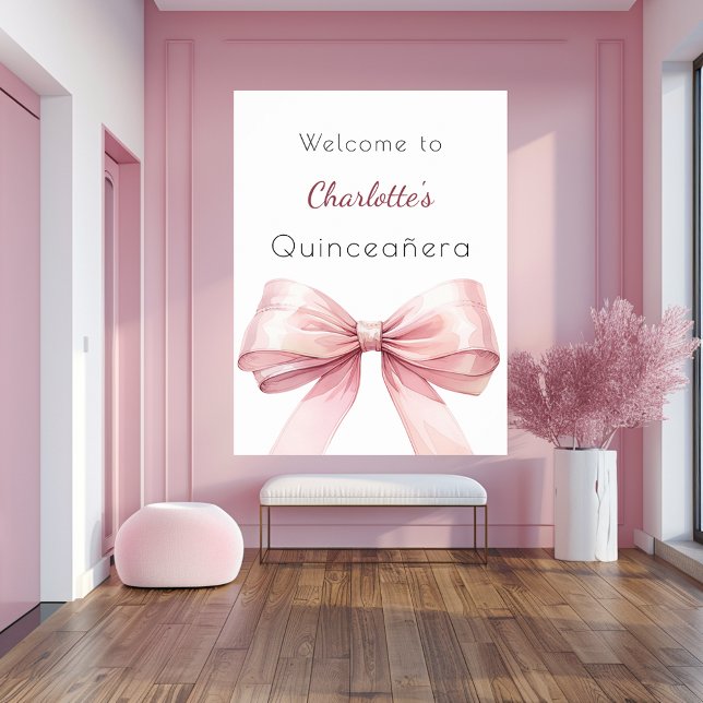 Affiche Arc rose élégant Quinceanera bienvenue (Créateur téléchargé)
