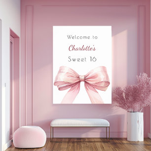 Affiche Arc rose élégant Sweet 16 bienvenue