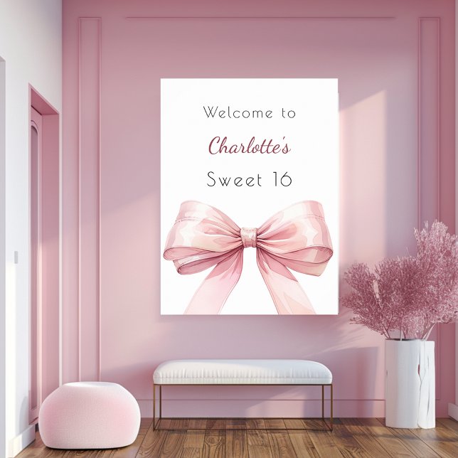 Affiche Arc rose élégant Sweet 16 bienvenue (Créateur téléchargé)
