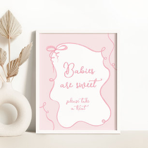 Affiche Arc rose minimum Les bébés sont baby shower doux