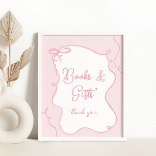 Affiche Arc rose whimsical Livres et cadeaux baby shower