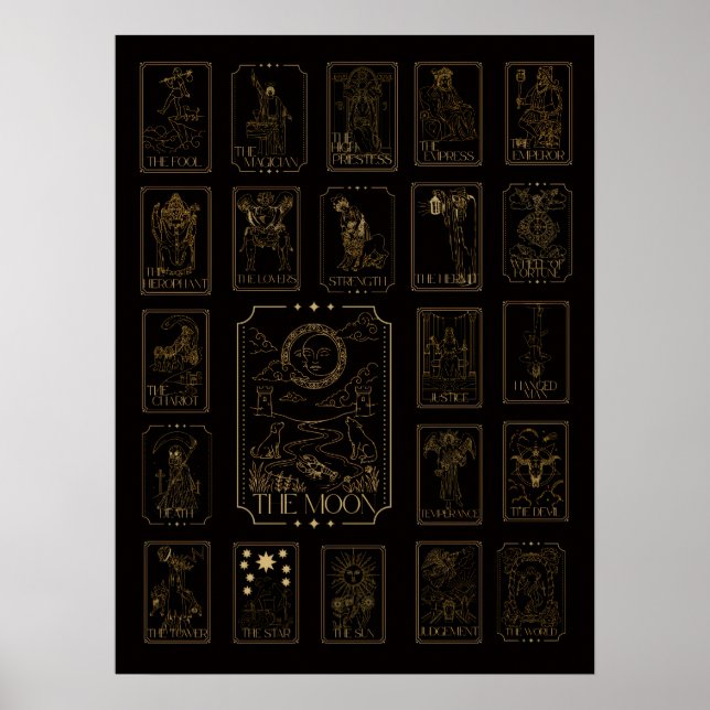 Affiche Arcanes Majeurs du Tarot - Avec la Lune (Devant)