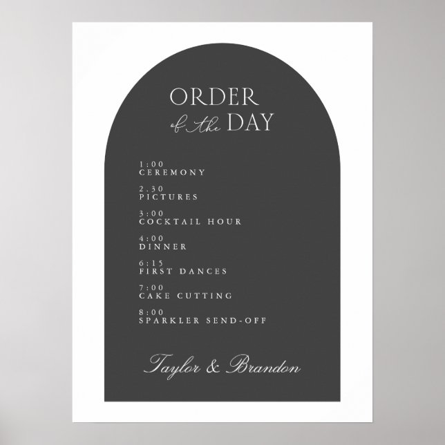 Affiche Arch Order of Day Wedding Event Time Welcome Sign  (Devant)