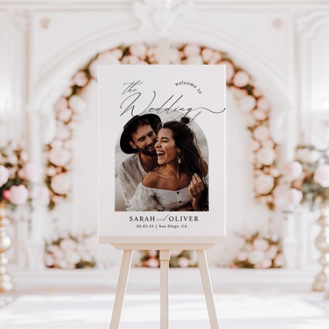 Affiche Arch Photo Modern Script Mariage Bienvenue (Créateur téléchargé)