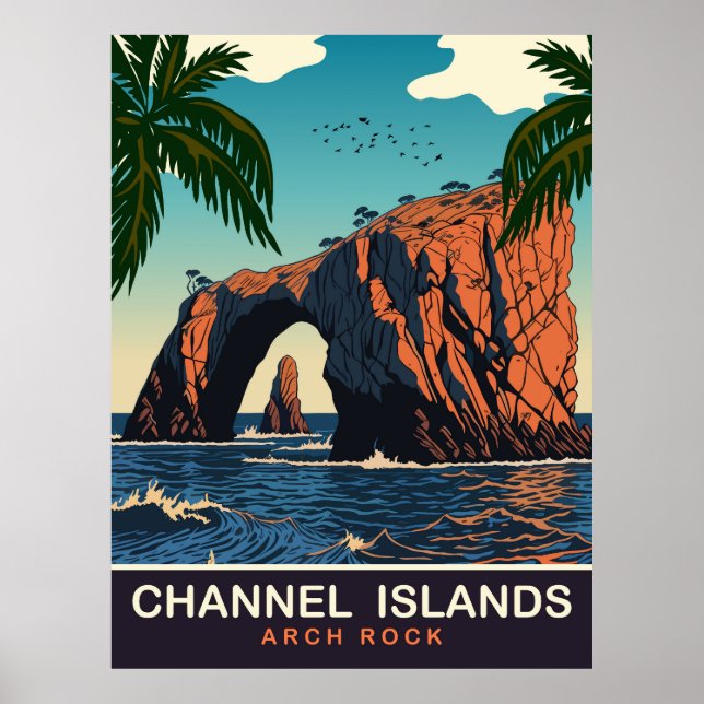 Affiche Arch Rock, Îles du Canal, CA, Voyage (Devant)