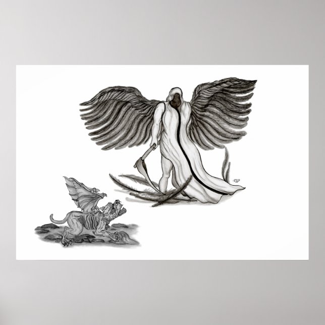 Affiche Archange, Angel Uriel avec Golem - Gargoyle (Devant)
