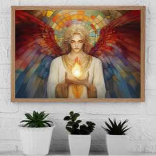 Affiche Archange Uriel La flamme de Dieu Mosaïque arc-en-c