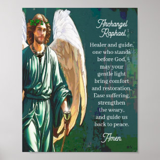 Affiche Archangel Raphael Healing Prayer Wall Art Print