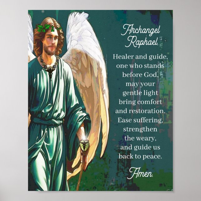Affiche Archangel Raphael Healing Prayer Wall Art Print (Devant)