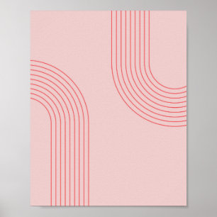 Affiche Arche Boho Vintage rose et rouge arc-en-ciel 3