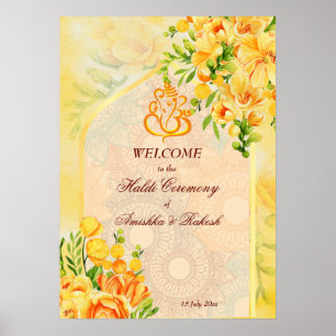 Affiche Arche de fleurs jaunes Ganesha Haldi signe de bien
