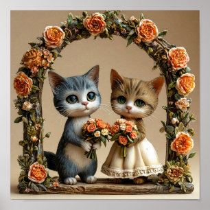 Affiche Arche de mariage et chatons