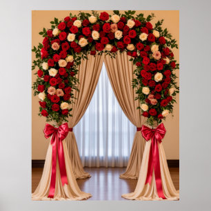 Affiche Arche de mariage romantique aux roses avec rubans
