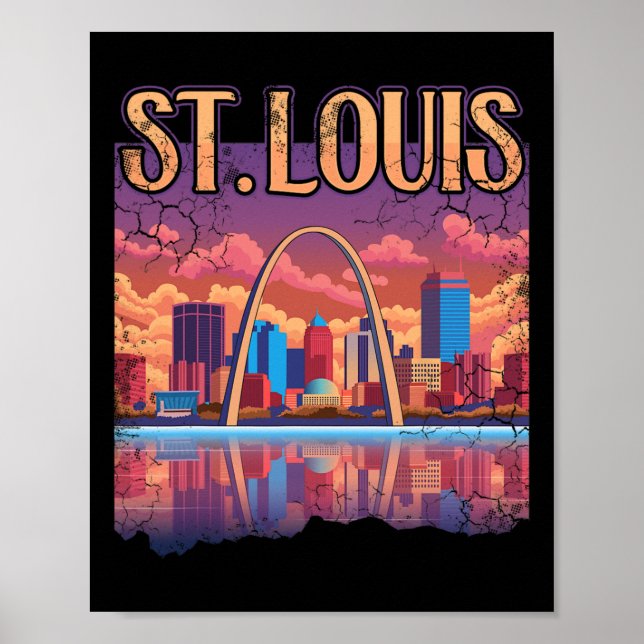 Affiche Arche de St Louis Gateway Missouri Cityscape Skyli (Devant)