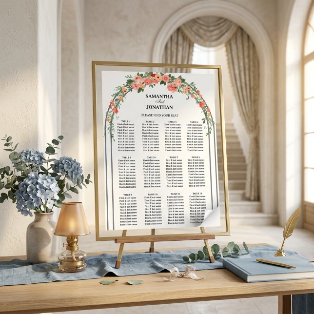 Affiche Arche de verdure à l'aquarelle rose poudrée minima (Watercolor Greenery Arch Dusty Blue Minimalist Elegant Wedding)