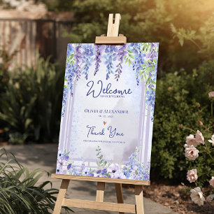 Affiche Arche florale de mariage bienvenue lavande wisteri