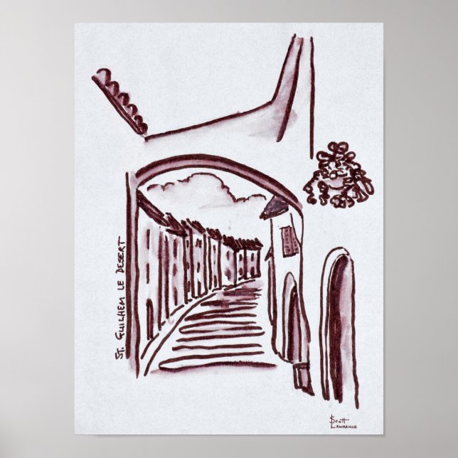 Affiche Arched Walkway | Saint-Guilhem-Le-Desert, France (Devant)