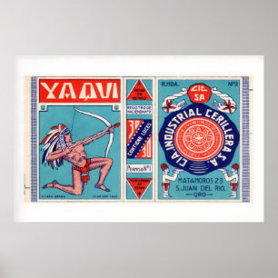 Affiche Archer Amérindien Arc Flèche Ancienne Boîte d'Allu